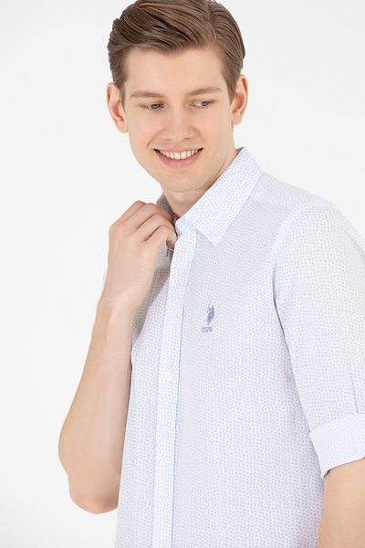 U.S. Polo Assn. Ανδρικό λευκό μακρυμάνικο πουκάμισο 50264380 -VR036