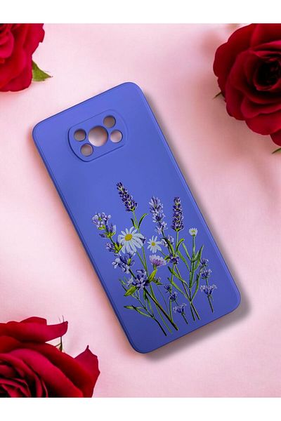 Merwish حافظة هاتف فاخرة لهاتف Xiaomi Poco X3 - Poco X3 Pro متوافقة مع عدسة الكاميرا ونمط الخزامى باللون الأرجواني