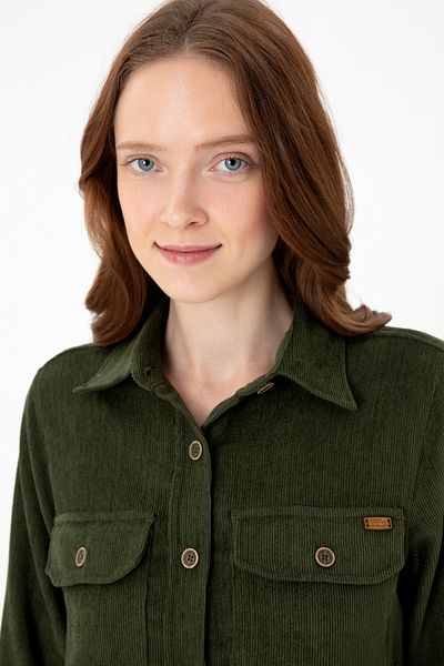 U.S. Polo Assn. Women's Khaki Long Sleeve Shirt 50271848-Vr027