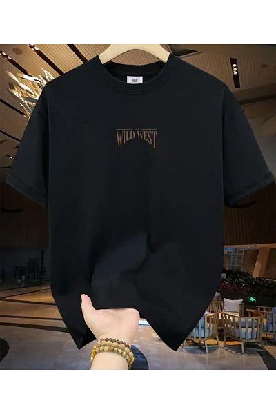 Karatopak Tricou unisex oversize cu decolteu rotund cu imprimeu pe spate și față Wild West