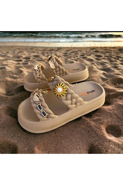 AkınalBella High Sole Beach Pool Sea Garden Daily Use Fit Slippers