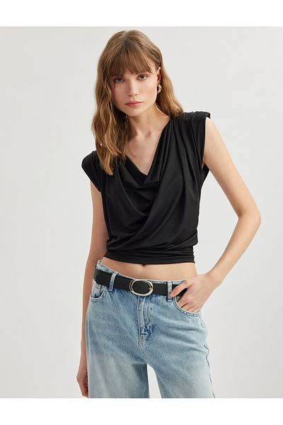 Koton Drape Detailed Padded Degaje Collar Tank Top