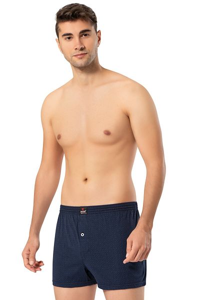 ERDEM İÇ GİYİM Erdem Navy Blue με σχέδιο χτενισμένο βαμβακερό μπόξερ 1400