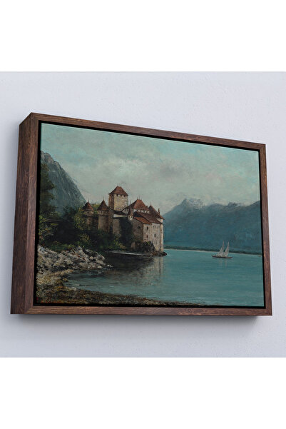 Home Gustave Courbet cu cadru din lemn - Pictură Castelul Chillon pe lacul Geneva-7094