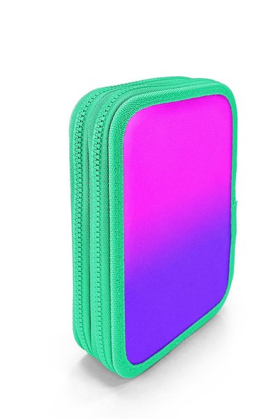 Coral High Kids Pink Purple Color Transition Double Layer Pencil Bag 11137