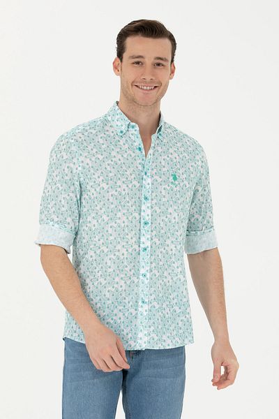 U.S. Polo Assn. Ανδρικό μακρυμάνικο πουκάμισο μέντας 50263152-VR090