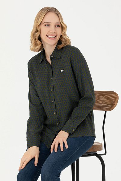 U.S. Polo Assn. Women's Khaki Long Sleeve Shirt 50272150 -Vr027