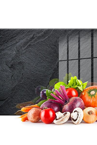 Decovetro Cam Kesme Tahtası Ve Sunumluk Siyah Taş Desenli 30cm X 40cm