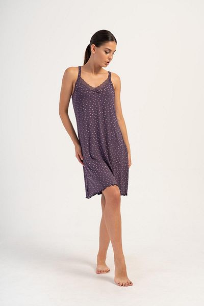 VİENETTA Women's Thin Straps Purple Nightgown C5T1N0O404