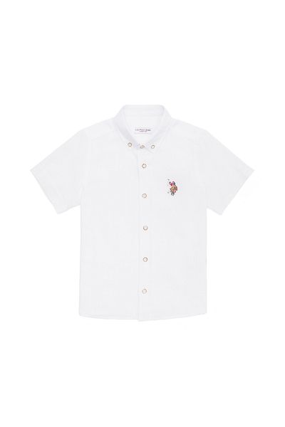 U.S. Polo Assn. Cămașă albă de bază cu mânecă scurtă pentru băiat 50262967 -VR013