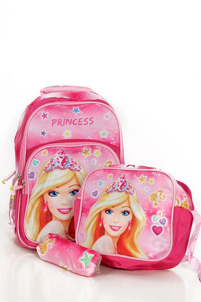 Moricha Set triplu stilou, rucsac și cutie de prânz pentru școală primară și gimnazială cu imprimeu prințesă pentru fete