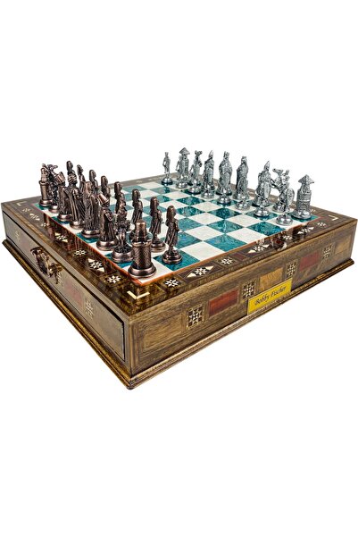 Tugra Gift Shop Osmanlı Haçlı Figürlü Satranç Takımı- Büyük Boy Metal Satranç...