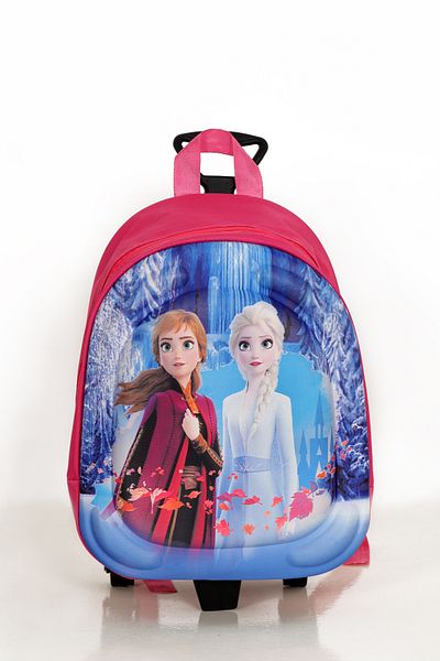 kabkabi Girl's Pink Frozen Princesses Figured Squeegee Kindergarten Bag