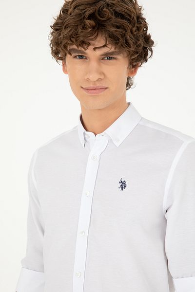 U.S. Polo Assn. Λευκό μακρυμάνικο Basic ανδρικό πουκάμισο -50288629-VR013