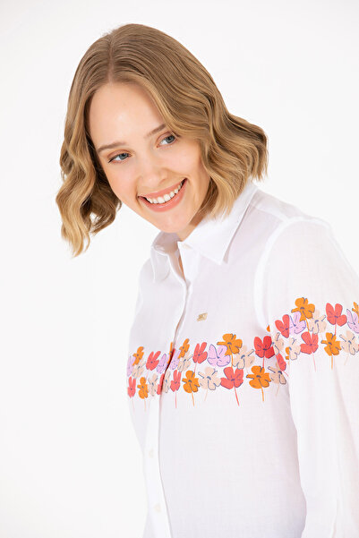 U.S. Polo Assn. قميص ماجنوليا نسائي بأكمام طويلة 50263744 -VR211