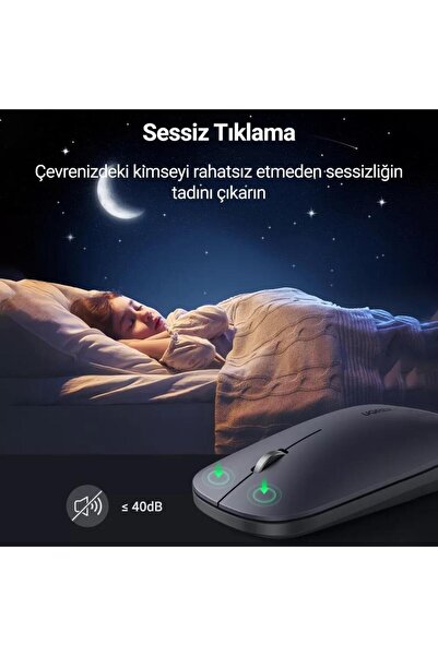 Ugreen 2.4ghz Sessiz Tuşlu Kablosuz Optik Mouse Siyah