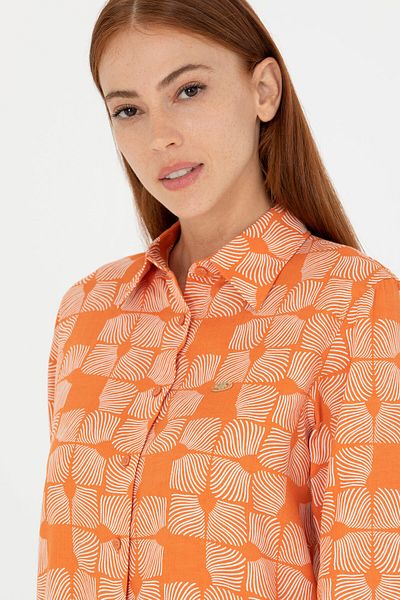 U.S. Polo Assn. Cămașă de damă cu mânecă lungă de culoare cărămidă - 50264437 -VR031
