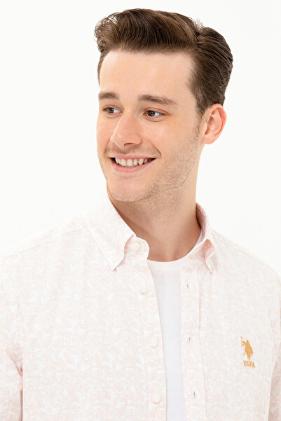 U.S. Polo Assn. Ανδρικό κοντομάνικο πουκάμισο Camel 50264417-VR015