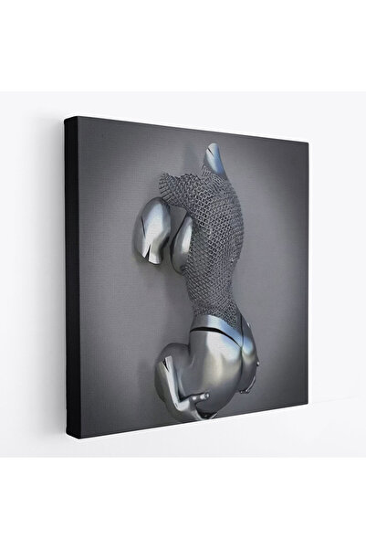 Dropcek eticaret Kanvas Tablo, Gri Ve Gümüş Duvar Dekoru, Aşk Sanatı, 3D Efek...