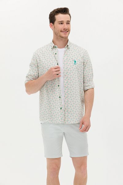 U.S. Polo Assn. Ανδρικό πράσινο μακρυμάνικο πουκάμισο 50263880 -vr054