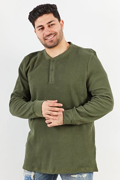 Tchibo Men Textured Long Sleeve Sweatshirts, Forest Green