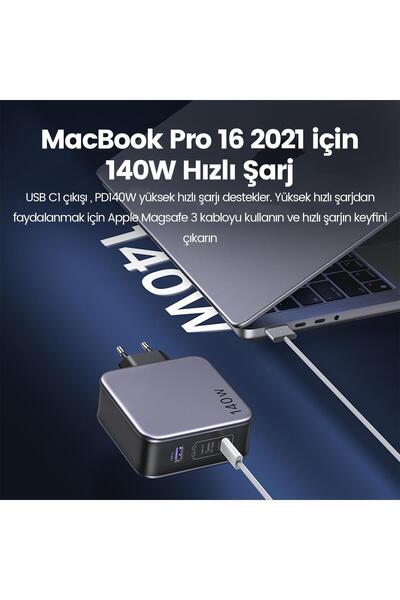 Ugreen Nexode 140w Usb Type-c Qc 4.0 Pd 3.1 Gan 3 Portlu Hızlı Şarj Cihazı