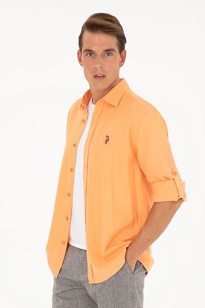 U.S. Polo Assn. Men's Orange Long Sleeve Basic Shirt 50284297 -Vr051