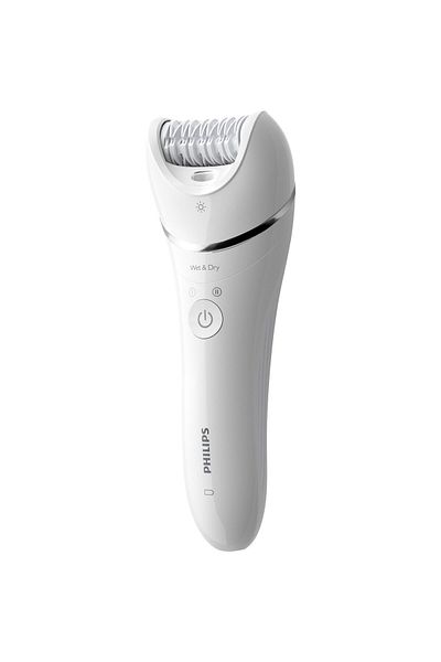 Philips Epilator umed și uscat Philips BRE700/00, 3 accesorii, 32 pensete, utilizare fara fir, Argintiu