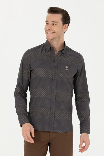 U.S. Polo Assn. Ανδρικό μακρυμάνικο πουκάμισο Anthracite 50272440-VR006