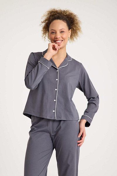 No52 HomeWear Set de pijamale pentru femei, 100% bumbac, culoare gri fum, calitate premium