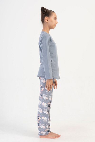 VİENETTA Costum de pijama afumat cu 2 fire pentru fete cu maneca lunga C7T0N2O504