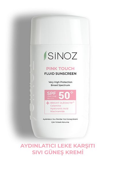 SİNOZ SPF50 Pink Touch – Gesichts-Sonnenschutz, aufhellende Flüssigkeit, Sonnenfilter der neuen Generation, Hybrid-Formel 50 ml