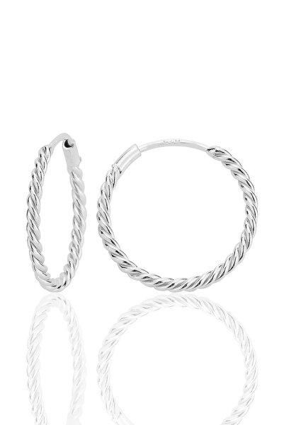 Söğütlü Silver Gümüş 18 mm sık burgu halka küpe SGTL12752RODAJ