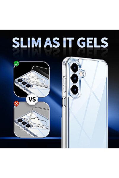 m.tk moveteck Samsung Galaxy S24 Fe Kılıf Kamera Çıkıntılı Korumalı Renksiz Yumuşak Şeffaf Silikon Kapak