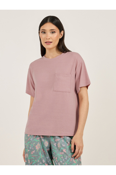 Styli Chest Pocket Drop Shoulder Round Neck T-Shirt & Floral Print Pyjama Set