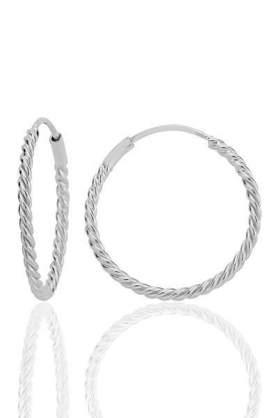 Söğütlü Silver Gümüş 20 mm sık burgu halka küpe SGTL12753RODAJ