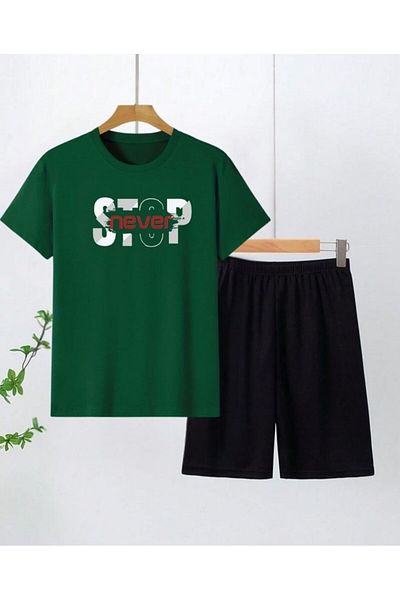 armicem Mixed Print Basic T-Shirt & Capri Boy's Bottom - Top Set