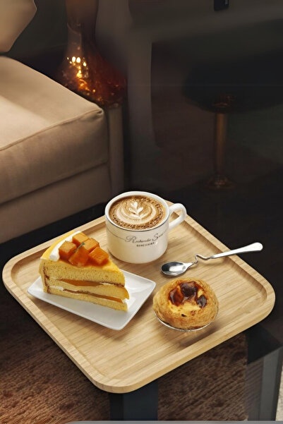 Sevinse Home 2 Pieces Bamboo Square Serving Plate, Presentation Plate Set (20X20 cm)