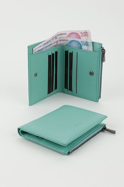 Fossil Boxed Genuine Leather Water Green Women's Hand Portfolio Card Holder Wallet