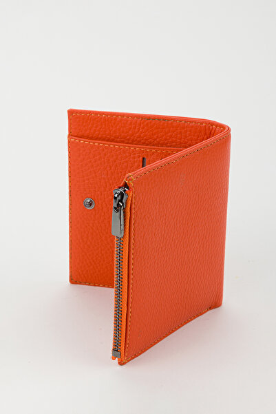 Fossil Kutulu Hakiki Deri Turuncu Kadın El Portföyü Kartlık Cüzdan