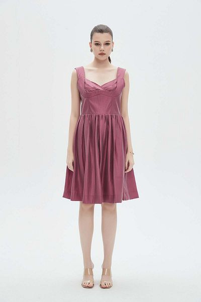mica Knee-Length Ruffled Sleeveless Women's Dress