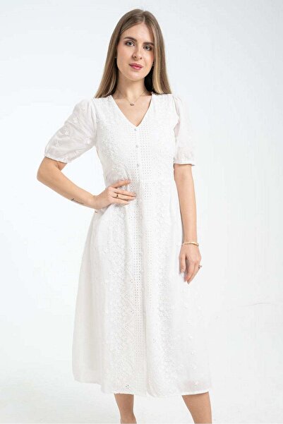 mica فستان ميدي بأكمام قصيرة