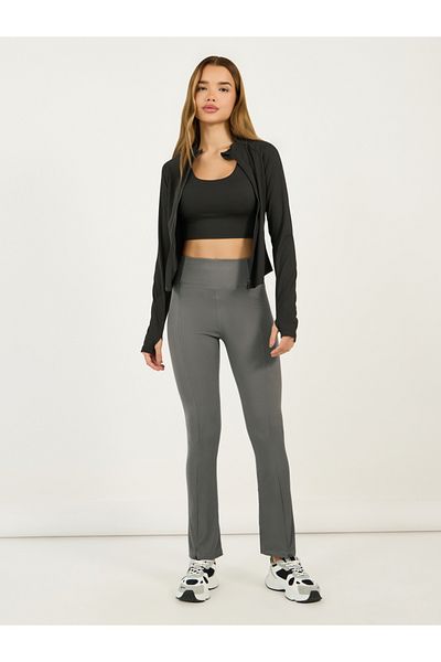 Styli Broad Waistband Ankle Zip Up Detail Flared Pants