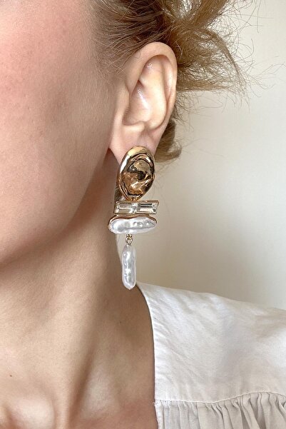 New Obsessions Baroque Pearl Stone Scrunch Model Dangle Earrings