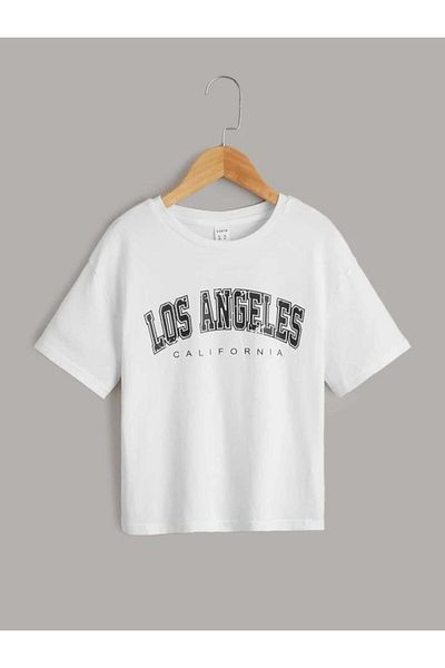 vinraus Tricou alb cu imprimeu Los Angeles California pentru fată/băiat