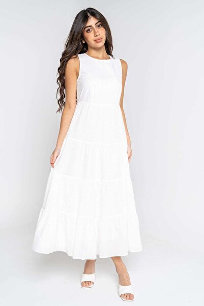 mica فستان ميدي واسع بدون أكمام