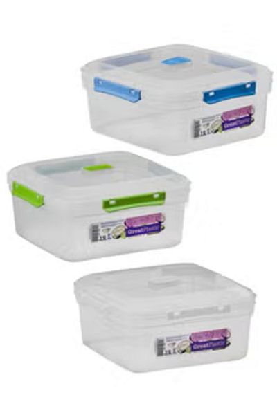 Generic مجموعة علب طعام بلاستيكية أسبانية سعة 3.5 لتر مكونة من 3 قطع