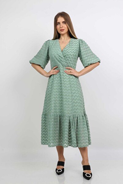 mica Mid-Length Short Sleeve Cinched Waist Dress