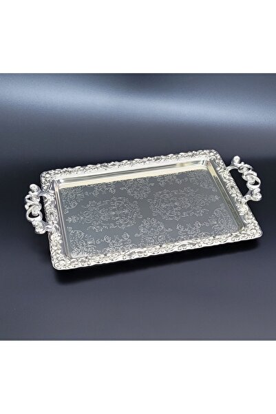 Alara Gümüş Gümüş Kaplama  Söz nişan ve kahve tepsisi Orta boy dikdörtgen