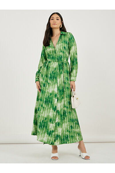 Styli Tie-Dye Print Shirt Maxi Dress